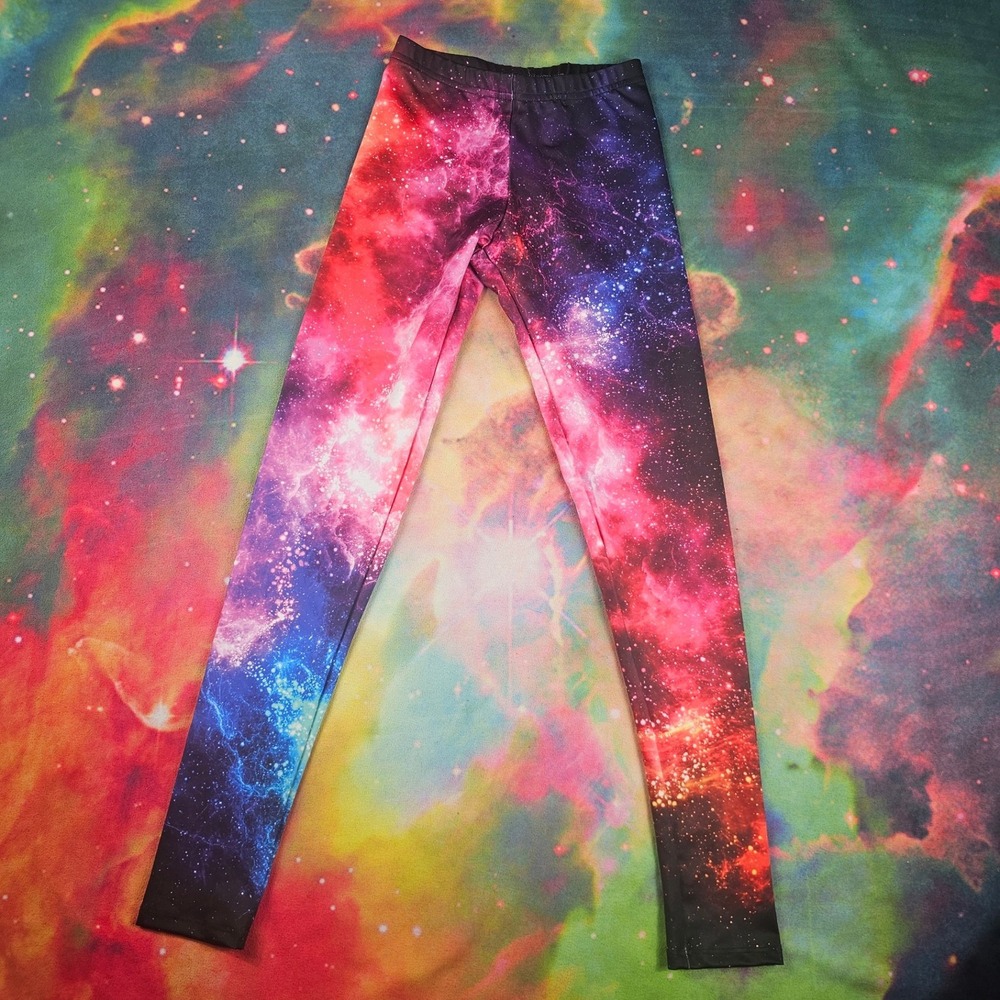 iEDM Galaxy Print Leggings Womens XS MultiColor NWT Cosmic Rave Pants 00s Tumblr